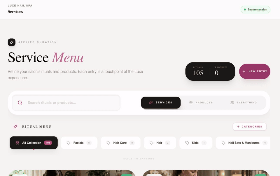 Service walkthrough showing a catalogue item and its customer-facing preview